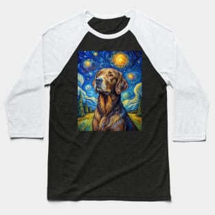 Labrador Retriever Dog Breed Painting in a Van Gogh Starry Night Art Style Baseball T-Shirt